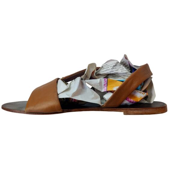 Free People Under Wraps Soft Brown Leather Strappy Slingback Flat Sandals 8 - Picture 8 of 15